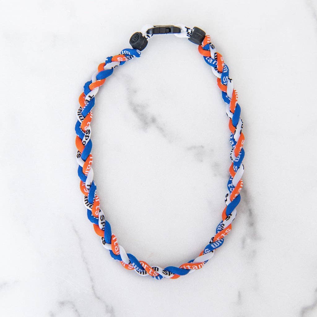 Braided Sports Necklace | Blue + Orange