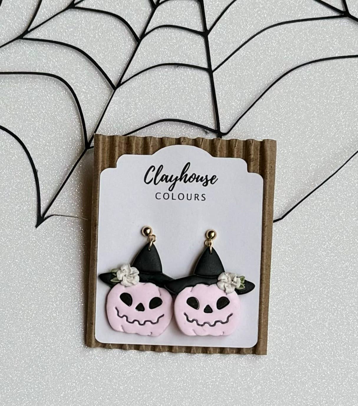 Pink Halloween Earrings : Candy Corn Studs