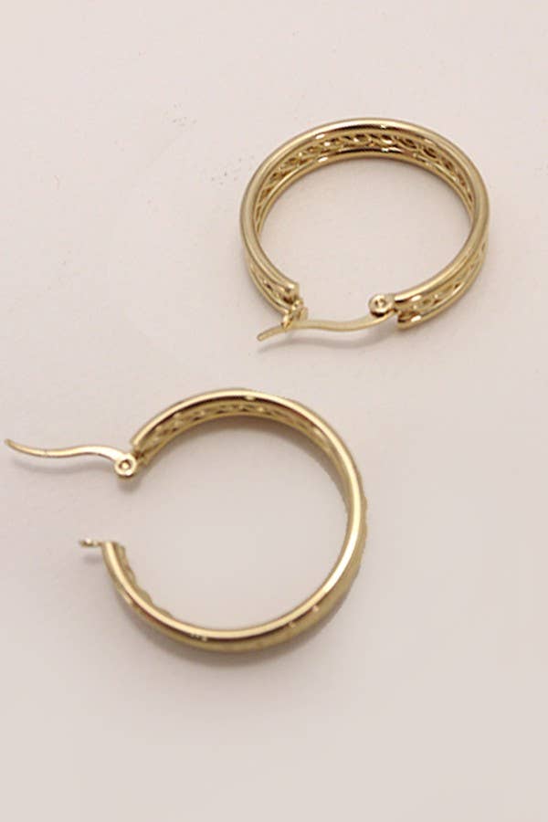 18K STAINLESS STEEL WATERPROOF TARNISH FREE HOOPS | 40E318: Gold