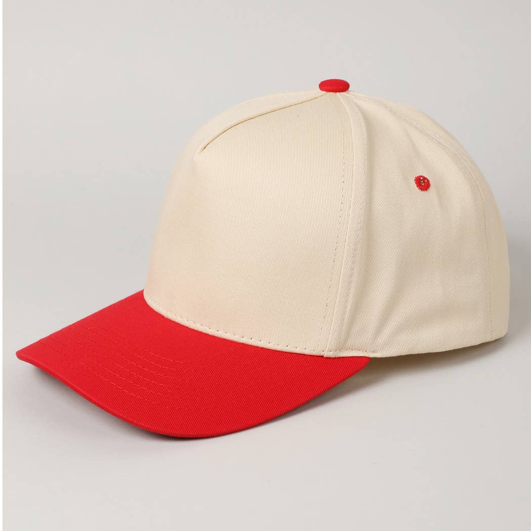 Kids Plain Two Tone Canvas Cotton Baseball Cap : LT PINK / ONE SIZE