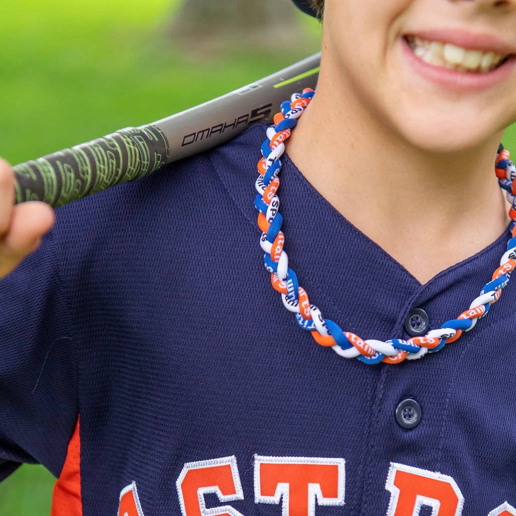Braided Sports Necklace | Blue + Orange