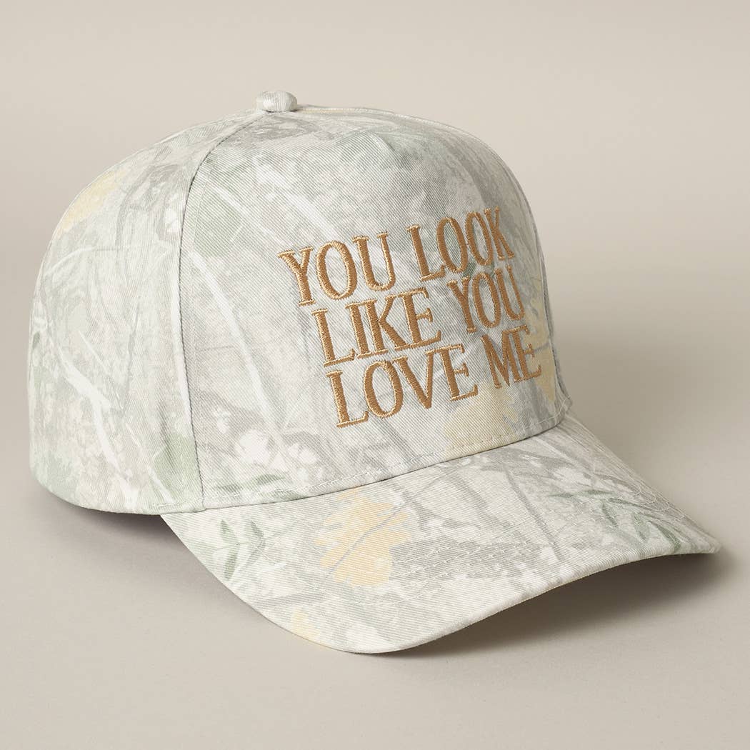You Look Like You Love Me Embroidery Camo Cap: BEIGE CAMO-BROWN / ONE SIZE
