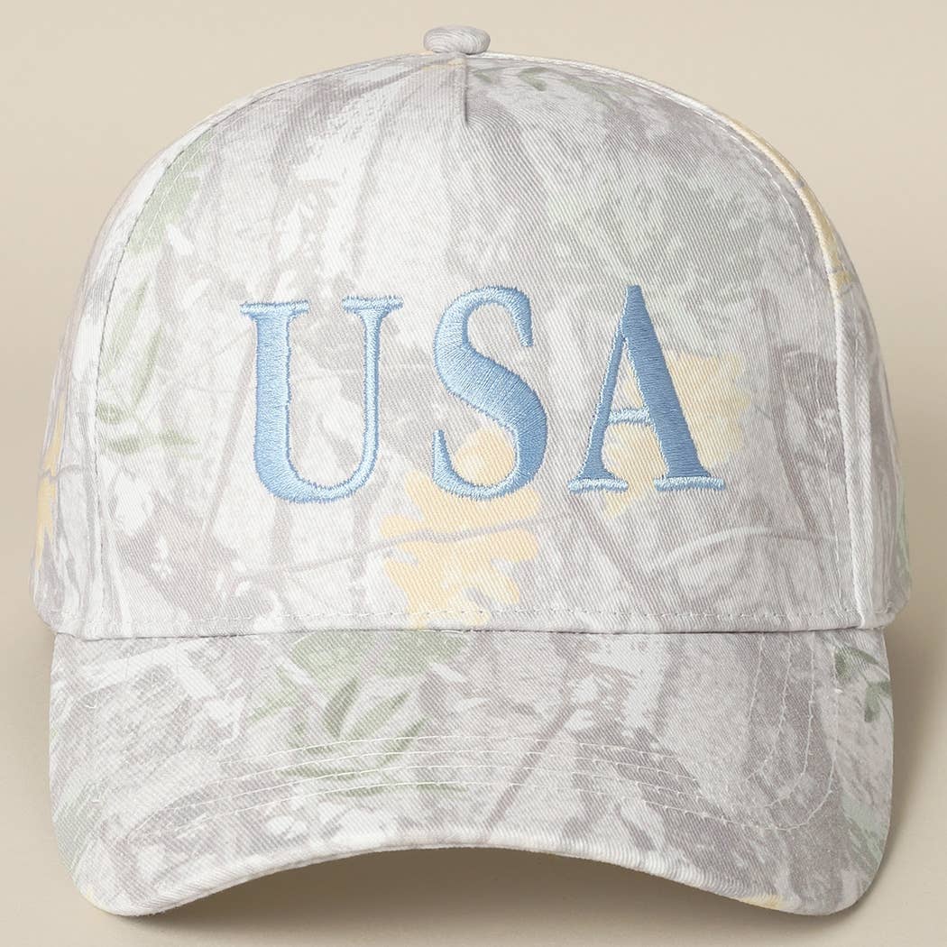 USA Letter Embroidery Camo Print Baseball Cap: BEIGE CAMO-BEIGE / ONE SIZE