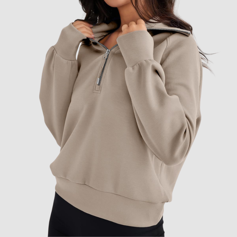 Wholesale Half-Zip Stand Collar Solid Color Sweatshirt: Navy / L