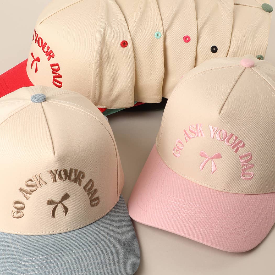 GO ASK YOUR DAD Embroidery Two-Tone Trucker Hat: DENIM / One Size