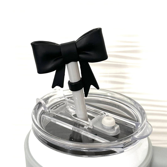 Straw Cover Topper Bow Coquette Black 10mm