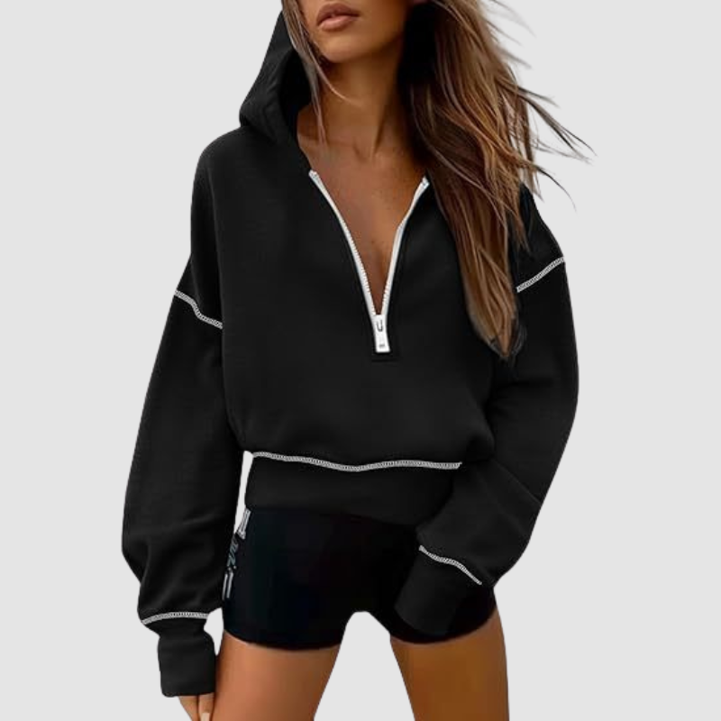 Wholesale pullover hooded half-zip sweatshirt: Grey / S