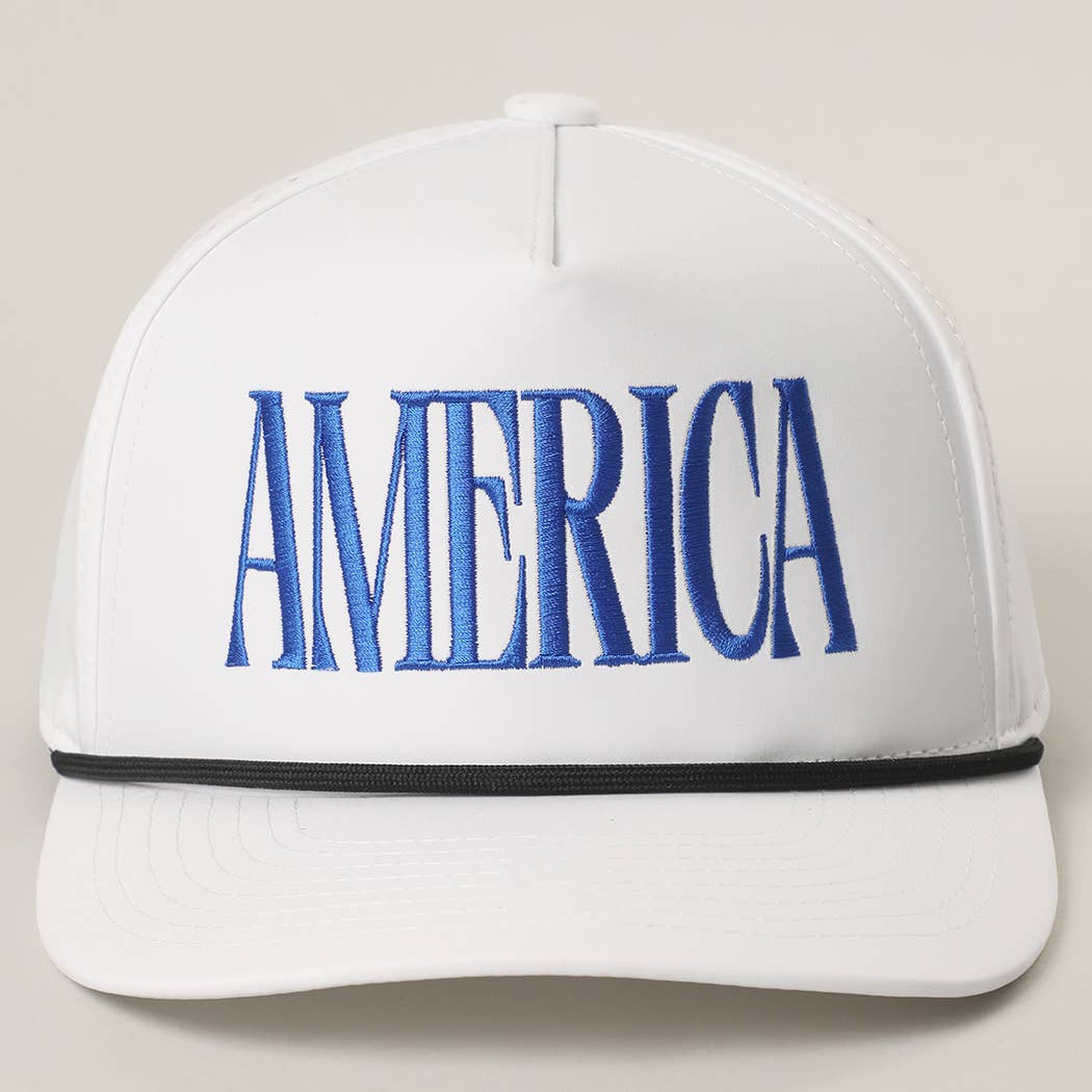AMERICA Embroidered Premium Materials Trucker Hat: SAND / One Size