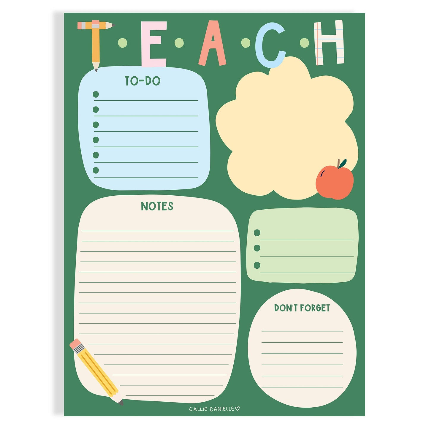 Teach School-Themed Daily Planner 6x8 To Do Notepad