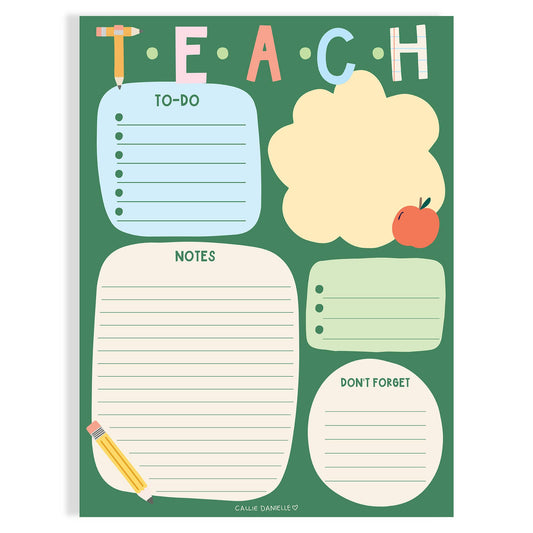 Teach School-Themed Daily Planner 6x8 To Do Notepad