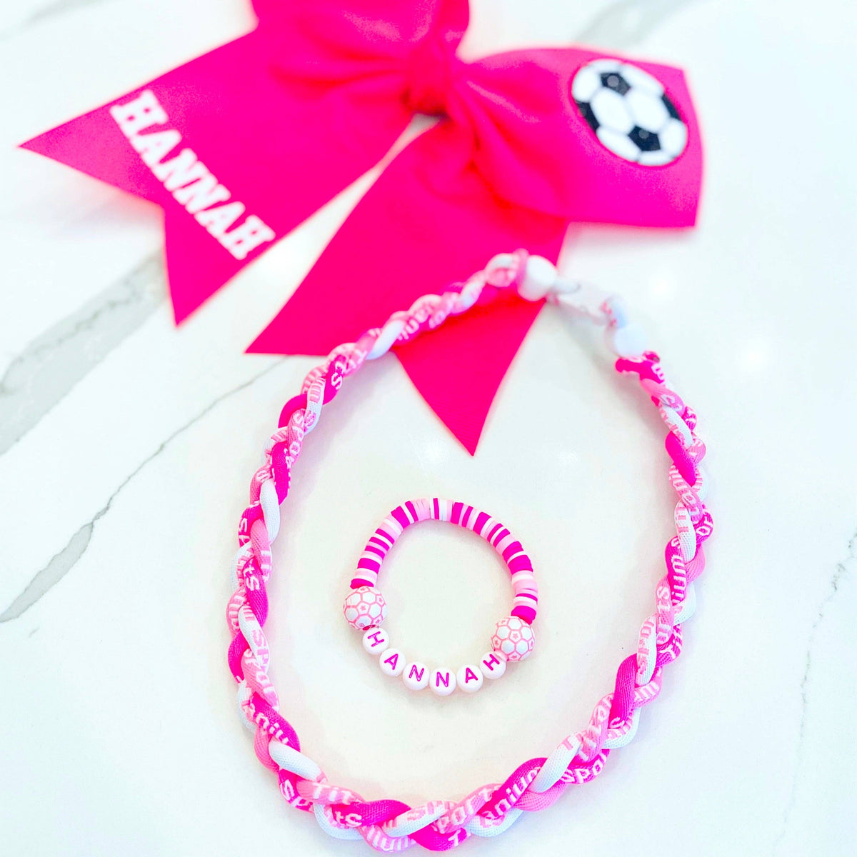 Braided Sports Necklace | Hot Pink + Light Pink