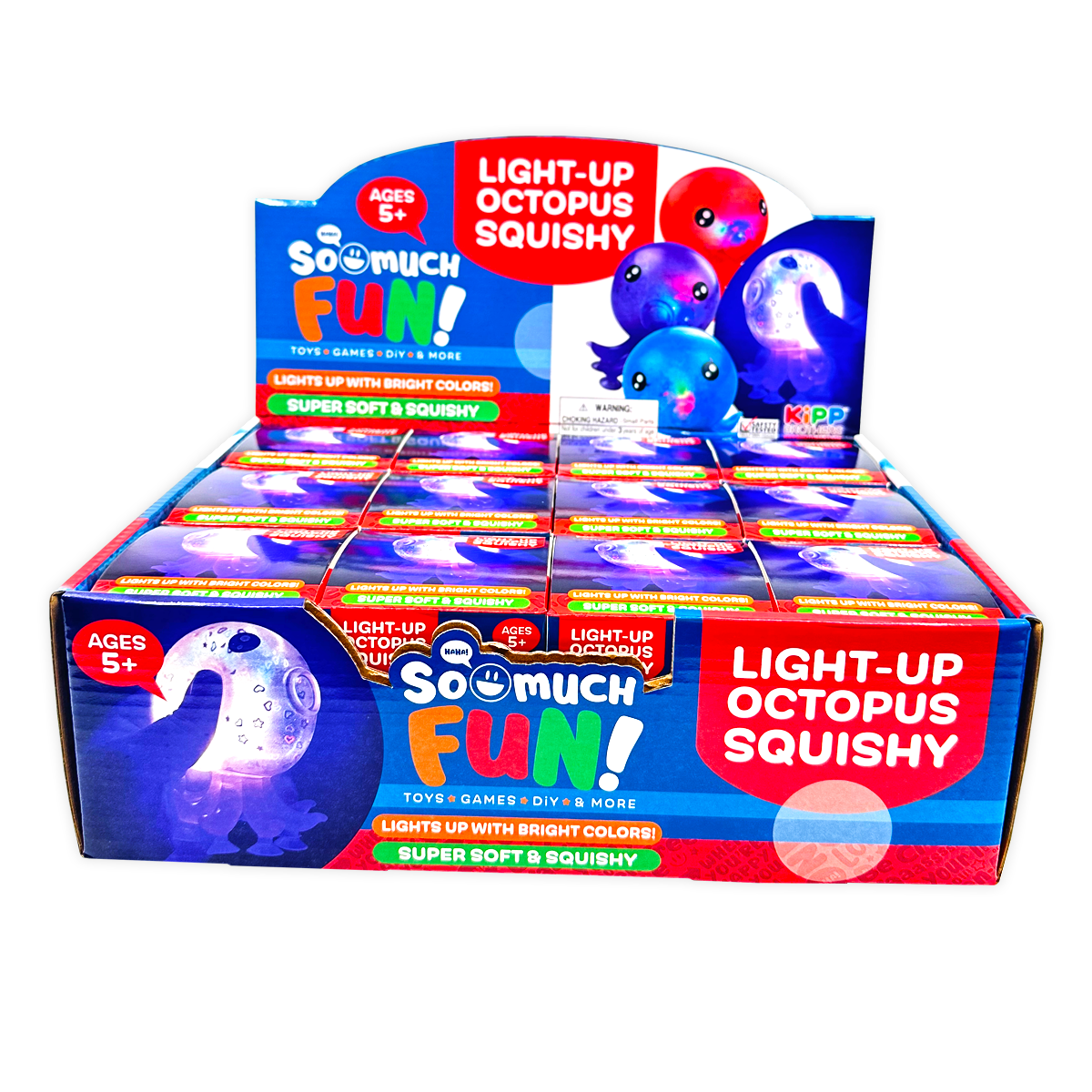 So Much Fun! Squishy Light Up Octopus Boxed Toy - 12/Display: Wholesale Price