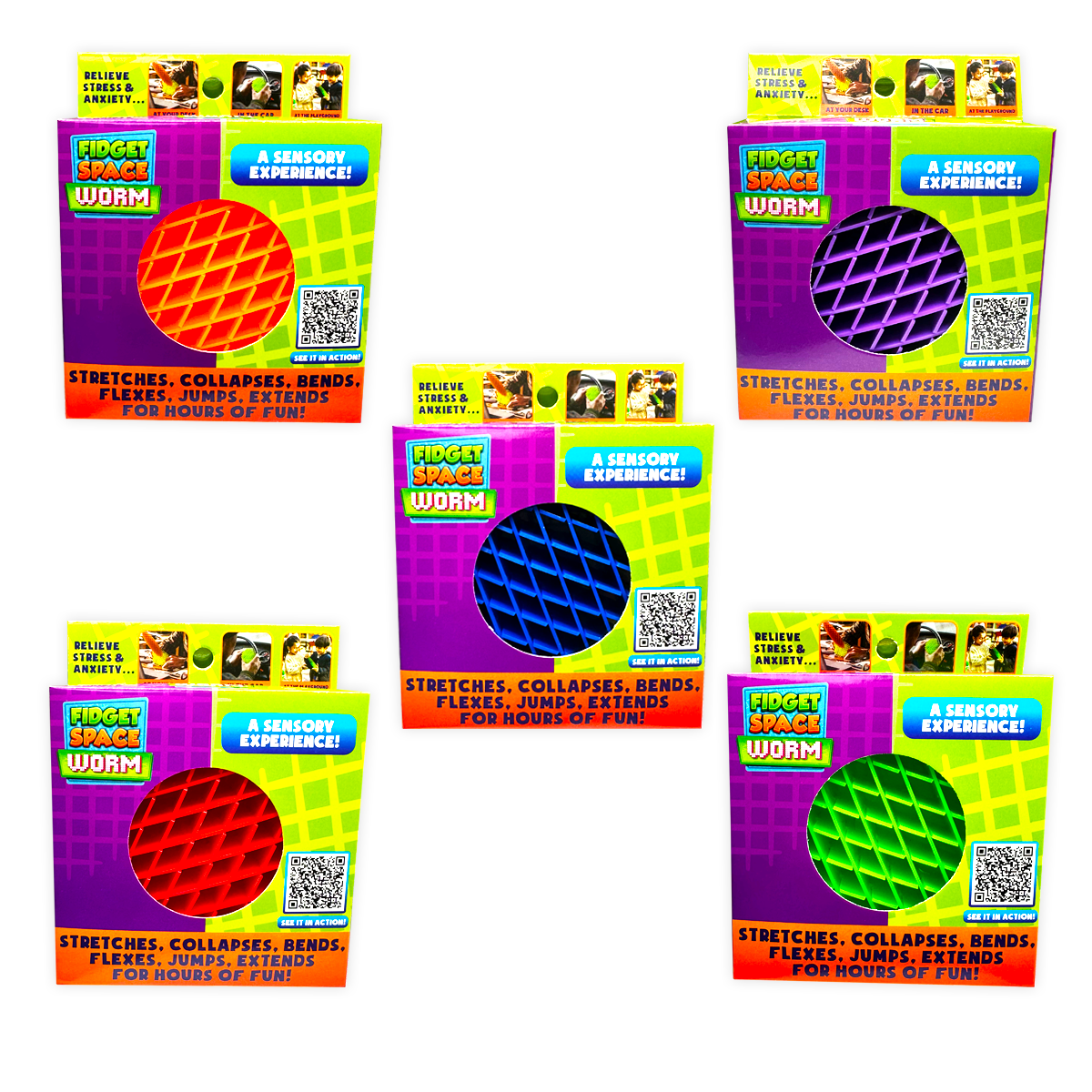 Fidget Space Worm Toy Assortment Boxed - 12/Display: Wholesale Price