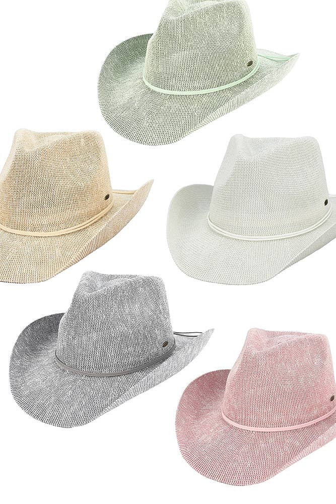 C.C Metallic Band Trim Cowboy Hat: Beige