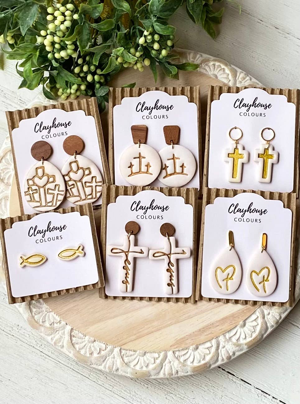 Religious Earrings : Cross with Heart