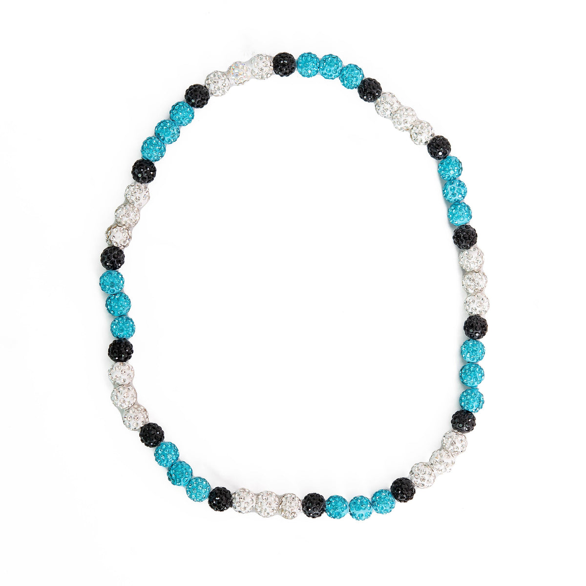 Bling Baseball Necklace: Sky Blue Black and White