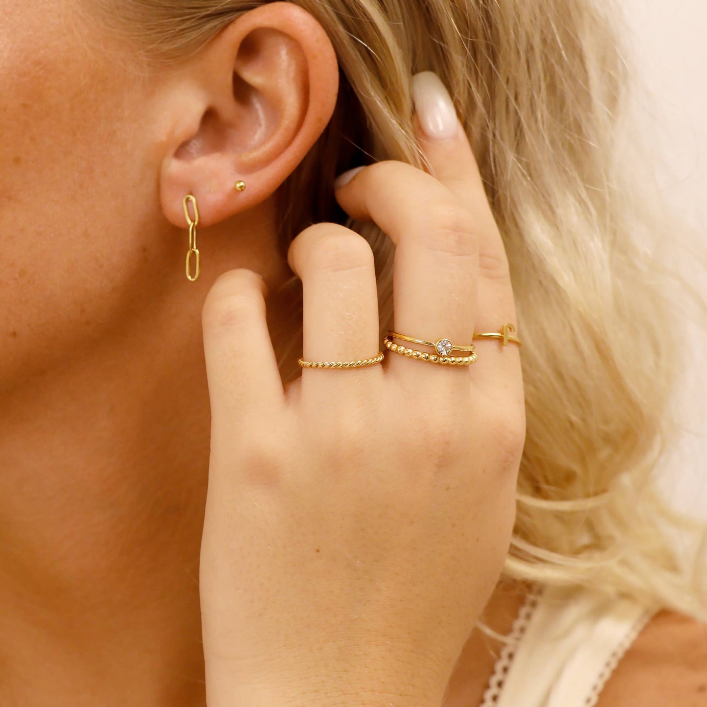 Stainless Steel Braided Stacking Ring - Hypoallergenic: Gold / 5