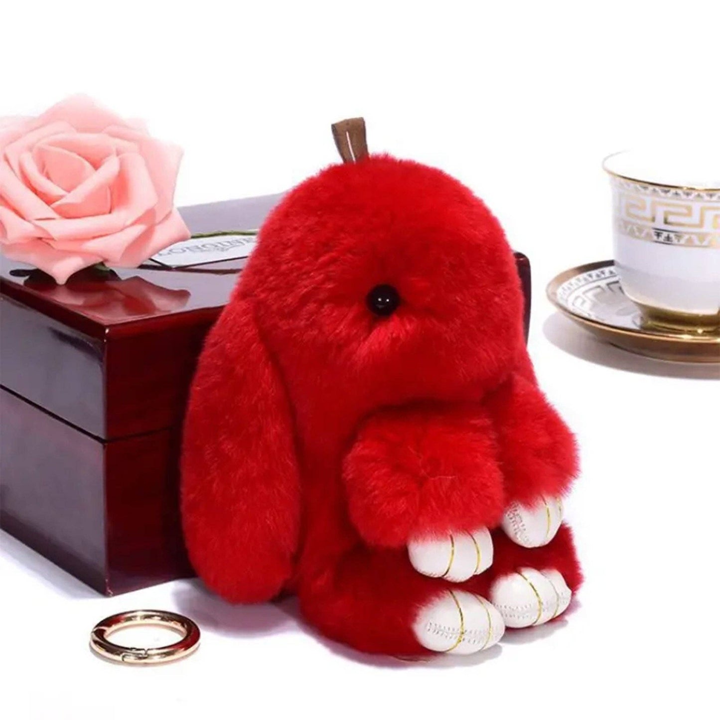 Cut Rabbit Pom Pom Key Chain KC0225-5. (3PC): LIGHT PINK