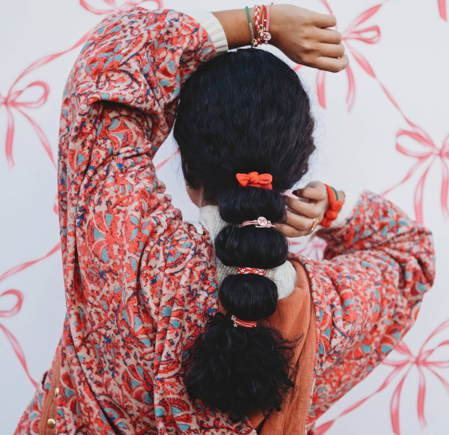 "Joy" Holiday Bow Hair Tie Bracelets: Small