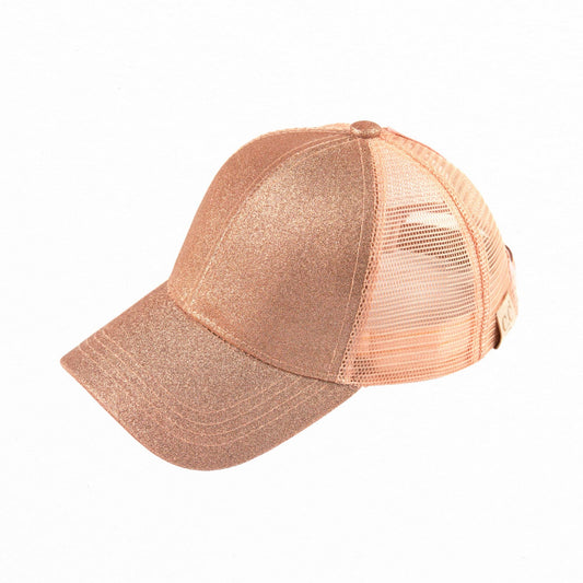CC Kids Glitter Pony Caps ( KIDS BT-6 ): Rose Gold / C.C KIDS ® Tag || Fits Size 1T - 4T || (Head Circumference 17" - 20”)