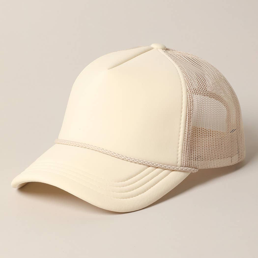 Plain Foam Rope Mesh Back Trucker Hat : ROSE-STN / ONESIZE