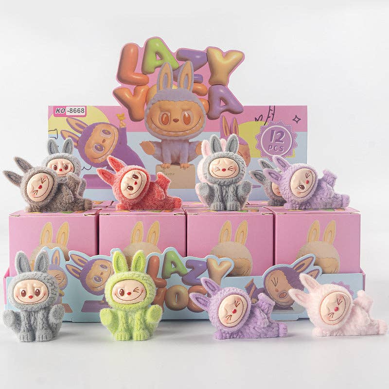 Flocking cute monster Ornaments Gift Blind Box-12pcs: Coke