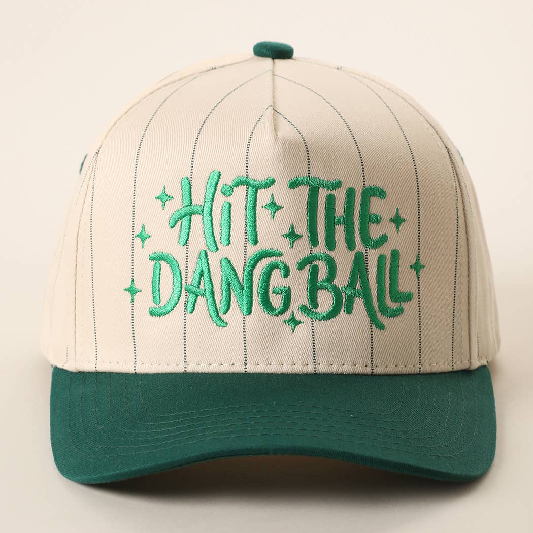 HIT THE DANG BALL Embroidered Two-Tone Pinstripe Trucker Hat: NAVY / ONE SIZE