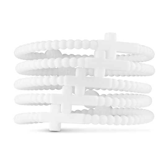 Jesus Bracelets (silicone cross bracelets): White (5 pack) / Extra Small