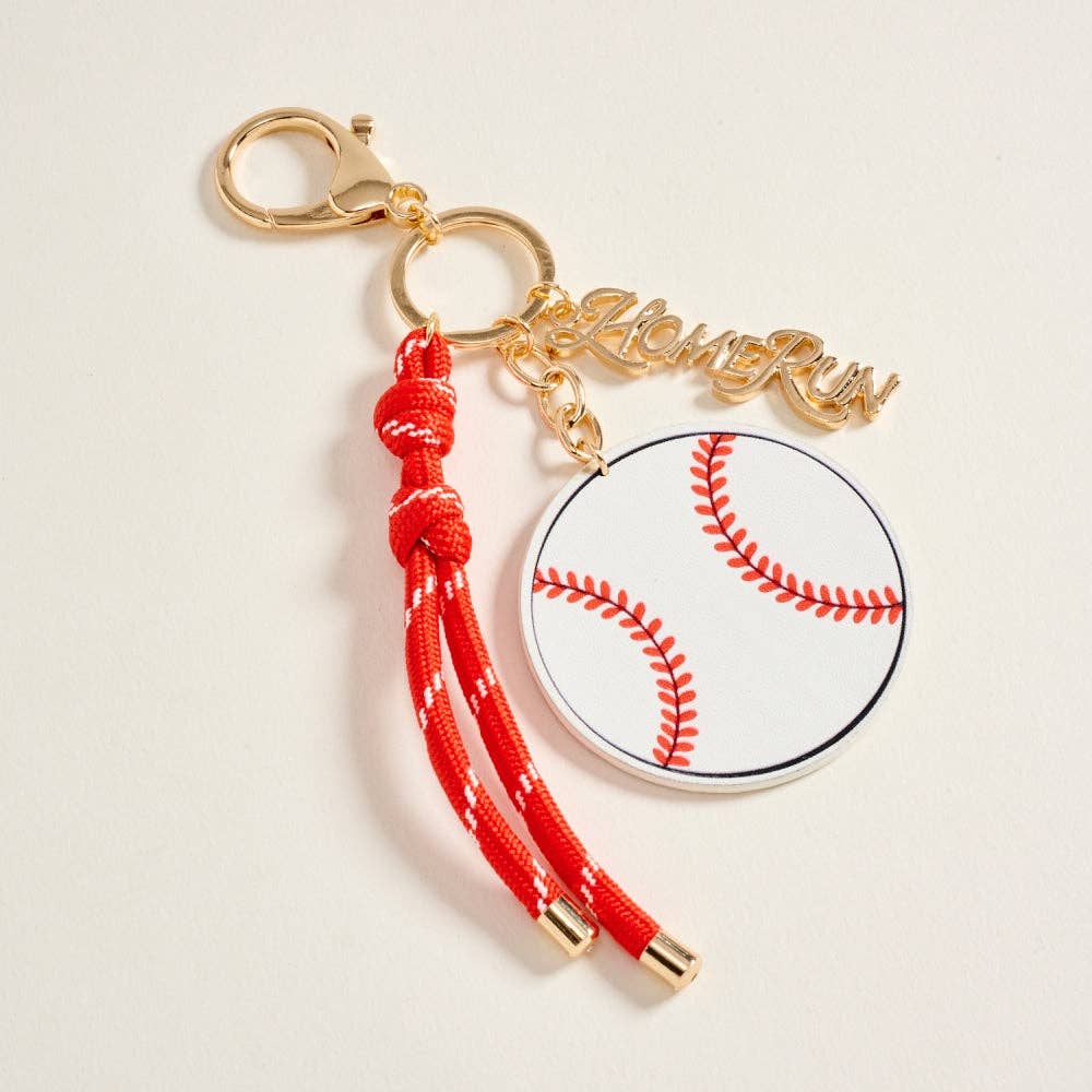 7 Inch Leather Baseball Homerun Charm Keychain Bag Charm: Blue / ONE