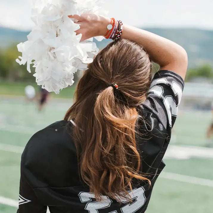 "Game Day" Red/White/Black Hair Bracelets: Medium