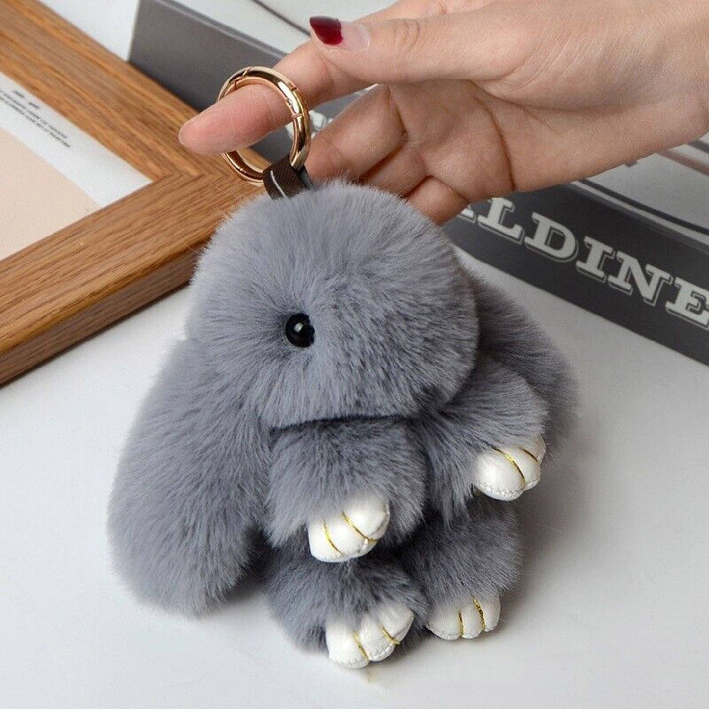Cut Rabbit Pom Pom Key Chain KC0225-5. (3PC): LIGHT PINK