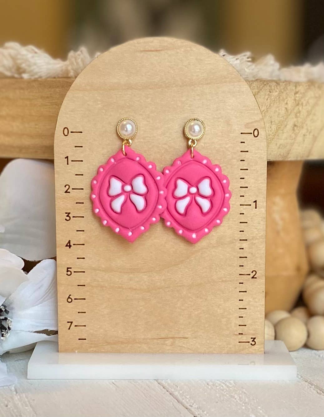 Bow Earrings : Hoop Light Pink