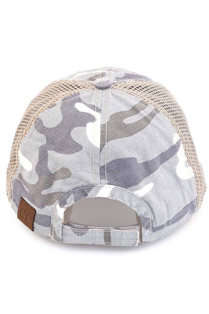 C.C American Flag Embroidery Camo Baseball Cap: Beige