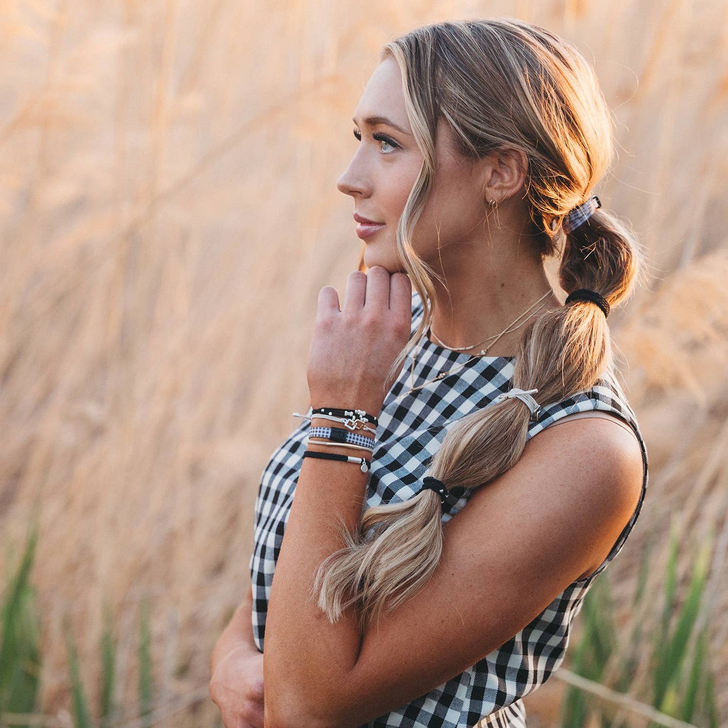 "Unity" Interlocking Charm Hair Tie Bracelet: Large