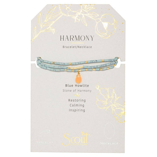 Teardrop Stone Wrap Blue Howlite/Sunstone/Gold - Harmony