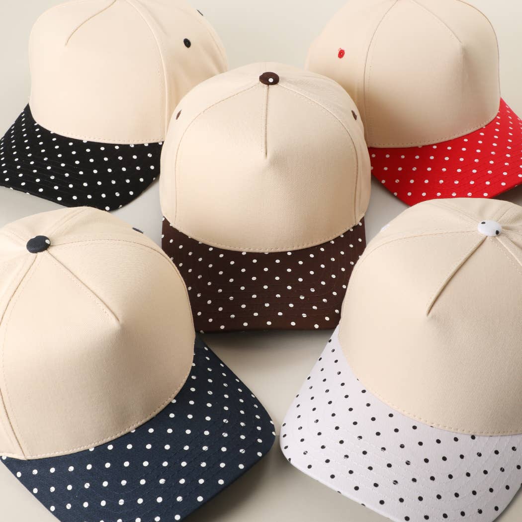 SMALL POLKA DOT Brim Two-Tone Trucker Hat: BRN / One Size