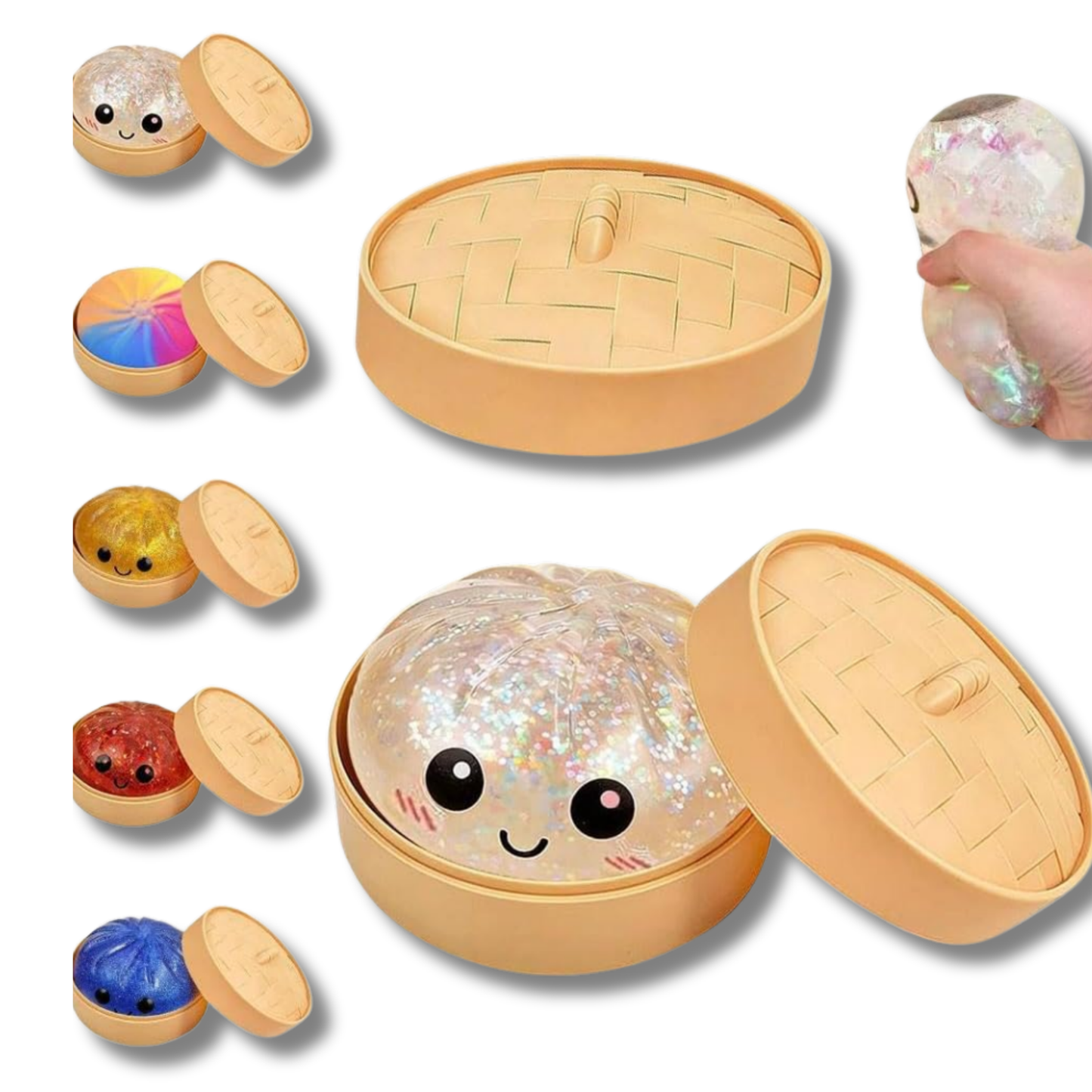 Trendy Dumpling Squishy Glitter Fidget Kids Toy- Assorted