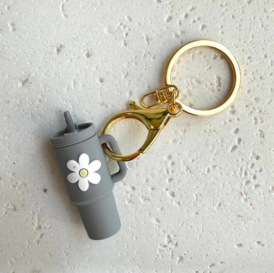 Petite Tumbler with Gold Hardware Keychain Gray