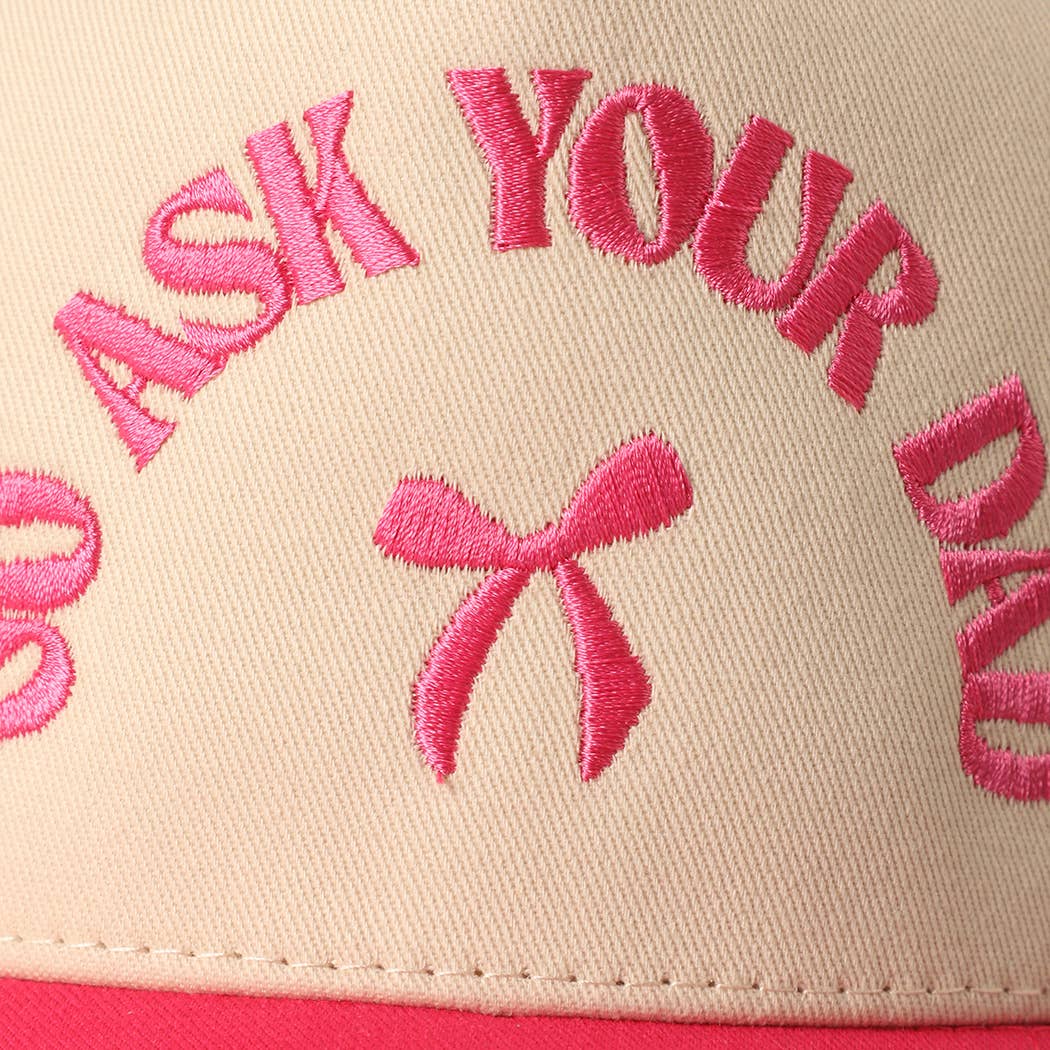 GO ASK YOUR DAD Embroidery Two-Tone Trucker Hat: DENIM / One Size