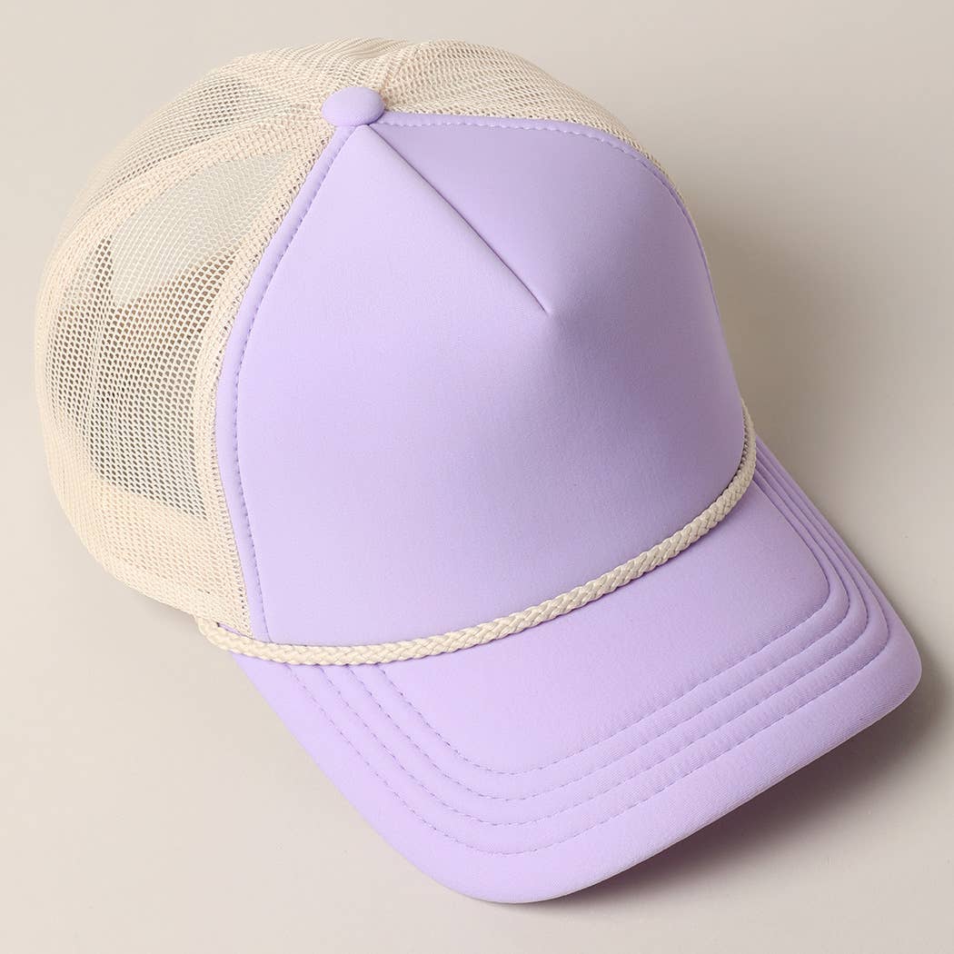 Plain Foam Rope Mesh Back Trucker Hat : BLK-STN / ONESIZE