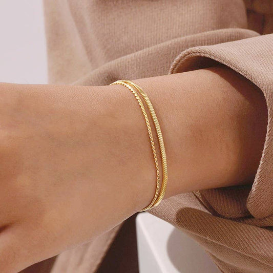 18K STAINLESS STEEL TARNISH FREE LAYERED BRACELET |  40B5145: GOLD