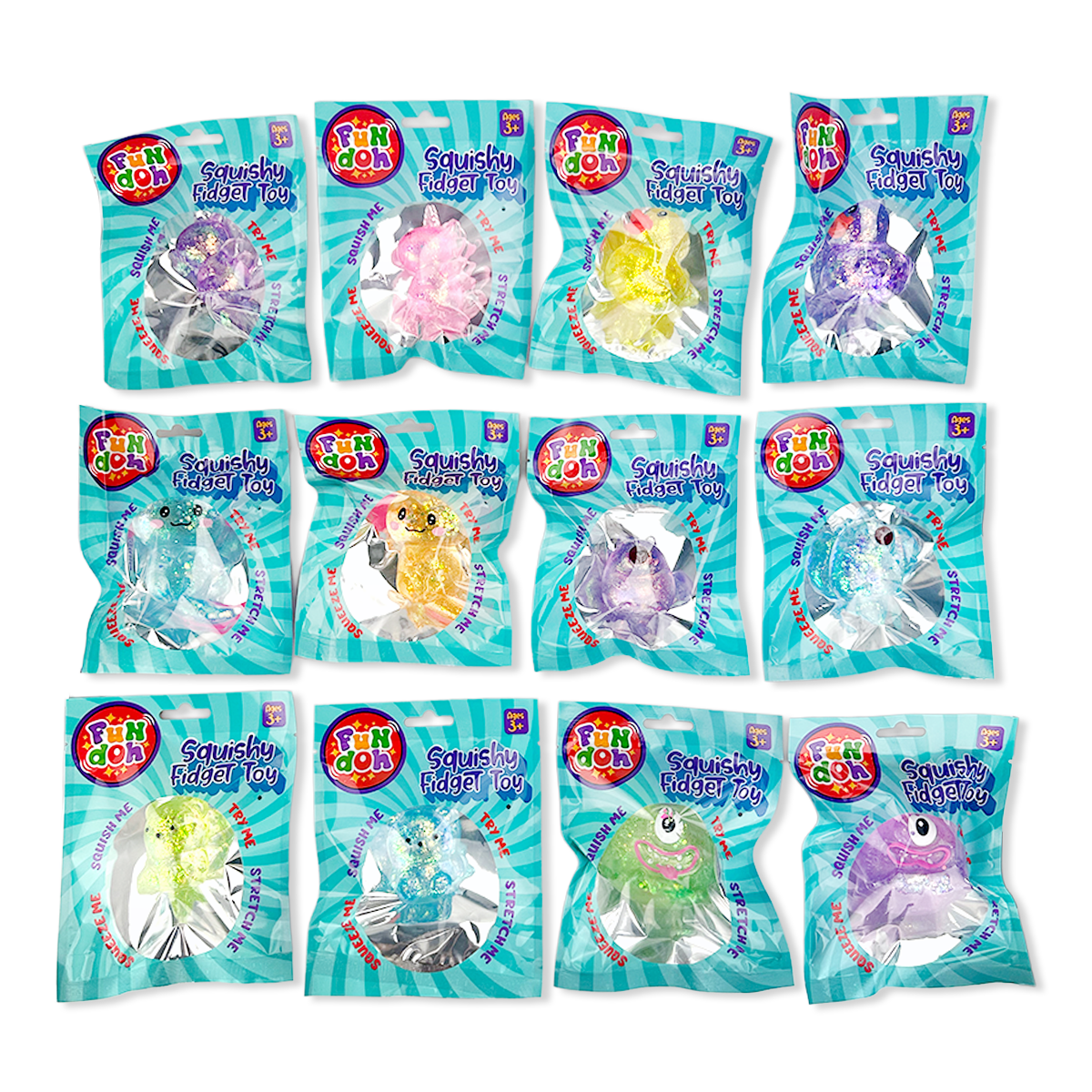 Fun Doh Squish and Squeeze Gummy Fidget Toy - 12/Display: Wholesale Price