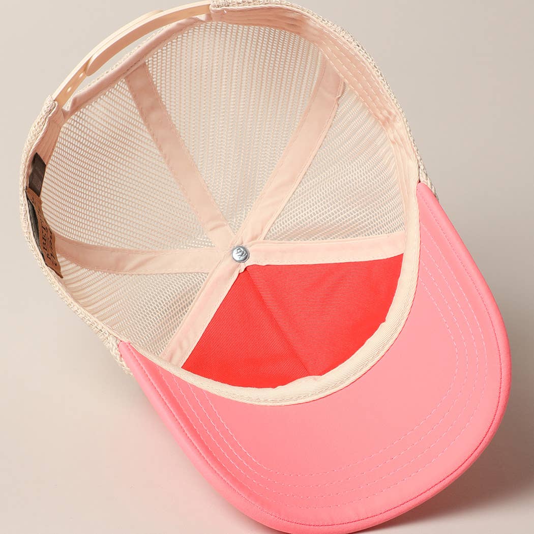Plain Foam Rope Mesh Back Trucker Hat : BLK-STN / ONESIZE