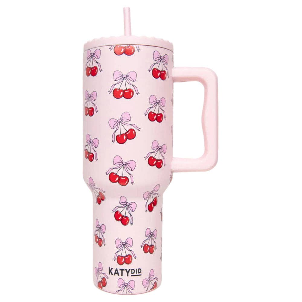 Cherry Bow Mother's Day Wholesale 38 Oz Tumbler Cup: Light Pink