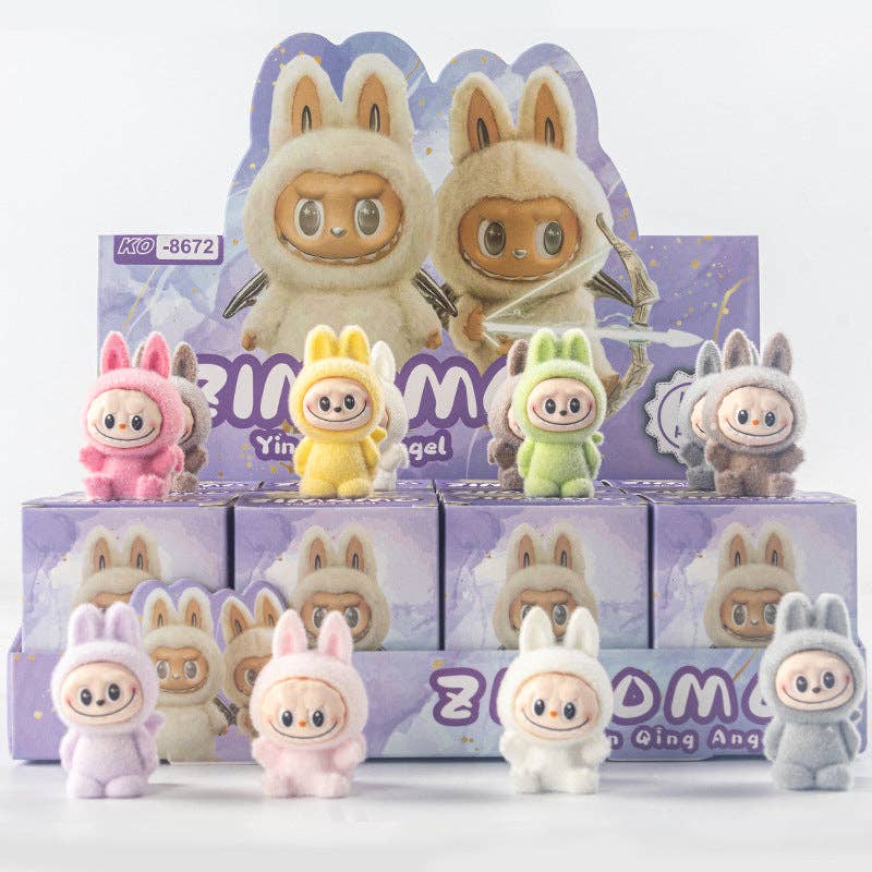 Flocking cute monster Ornaments Gift Blind Box-12pcs: Angel 2