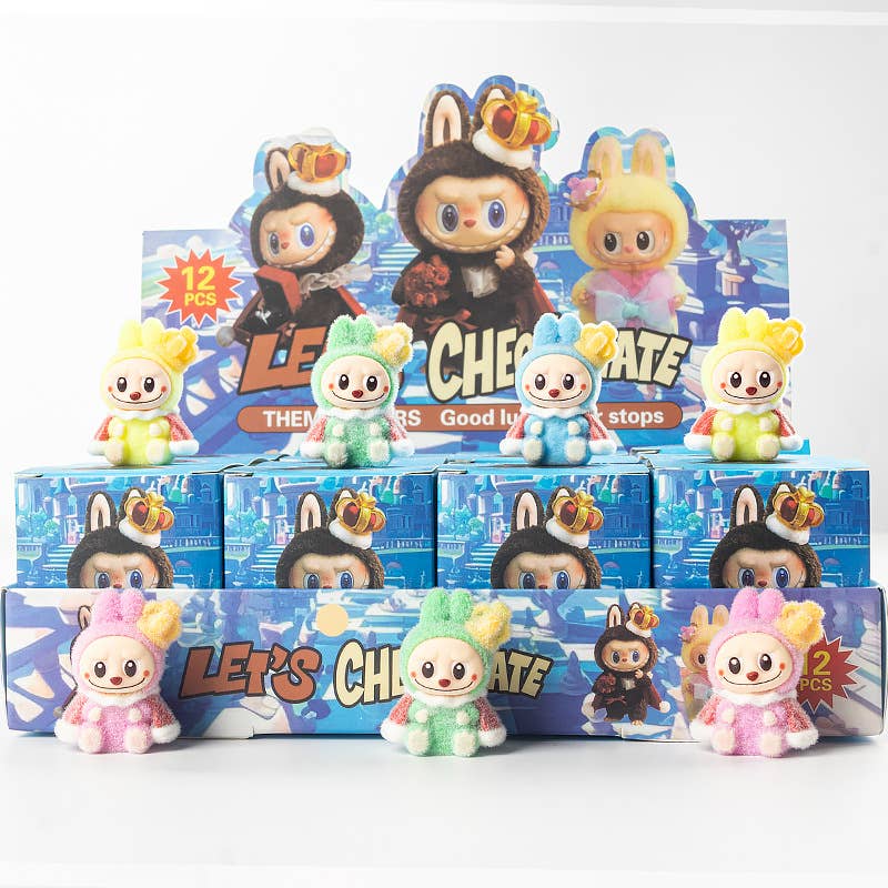 Flocking cute monster ornaments Gift Blind Box-12pcs: Skateboard