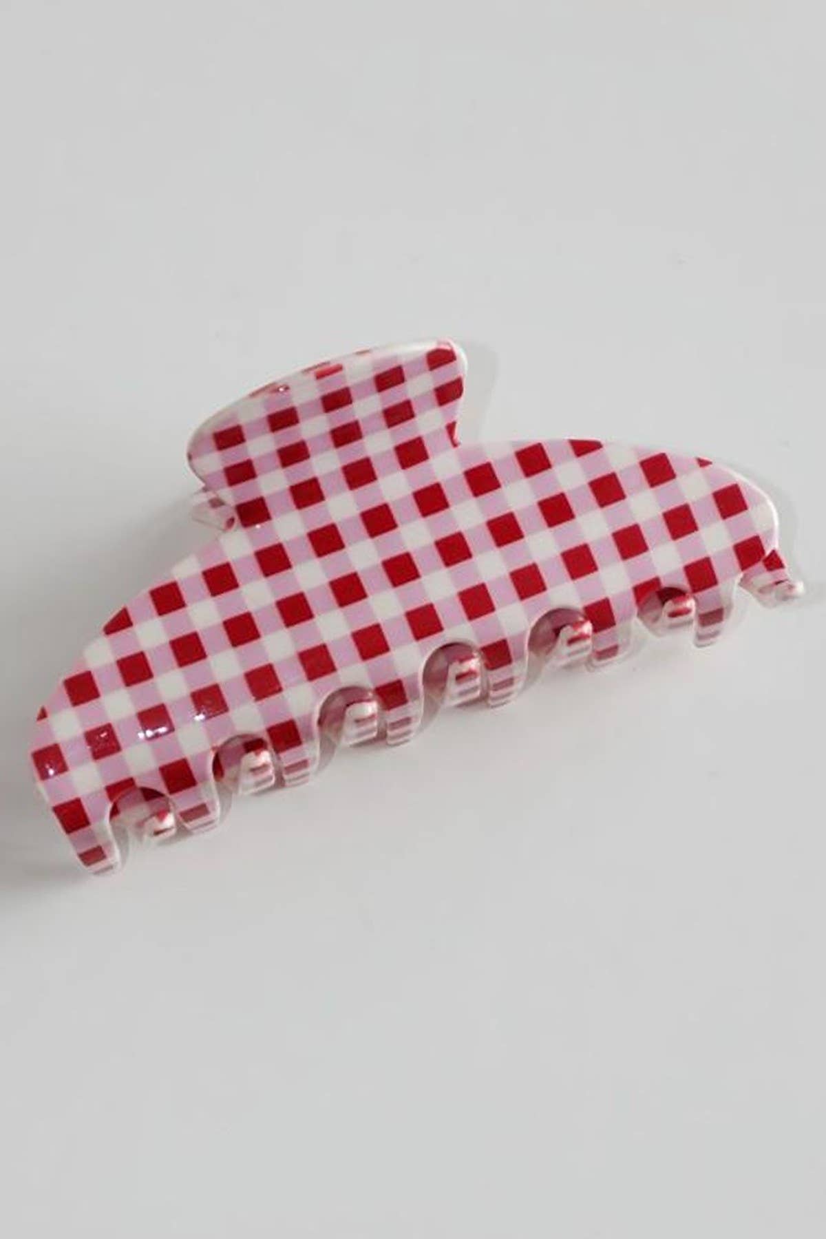 JUMBO STRIPE PLAID OVAL HAIR CLAW CLIPS | 40H1020: STRIPE PINK