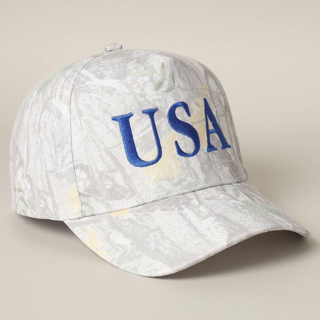 USA Letter Embroidery Camo Print Baseball Cap: BEIGE CAMO-BEIGE / ONE SIZE