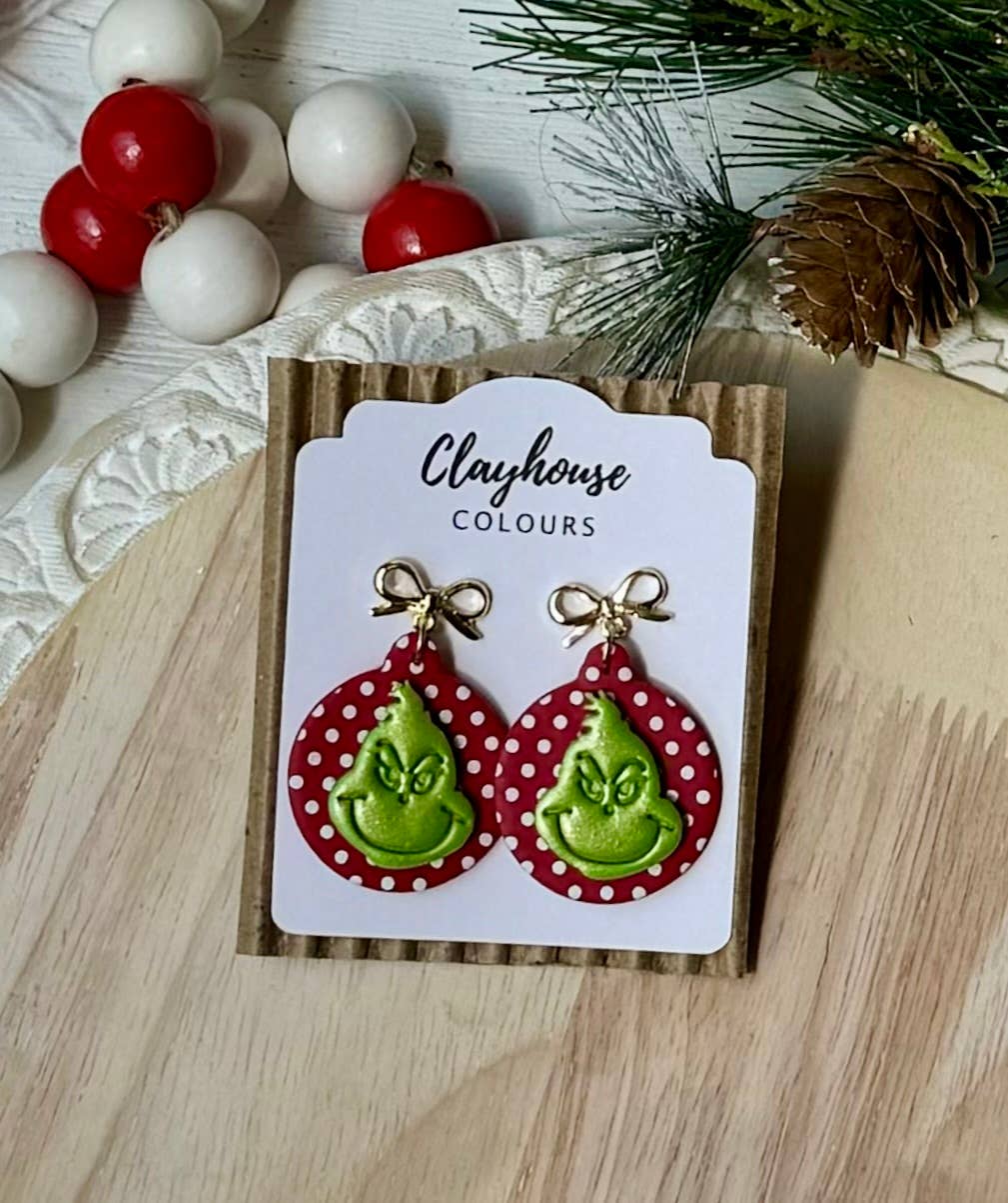 Christmas Earrings : Pink Polka Dots