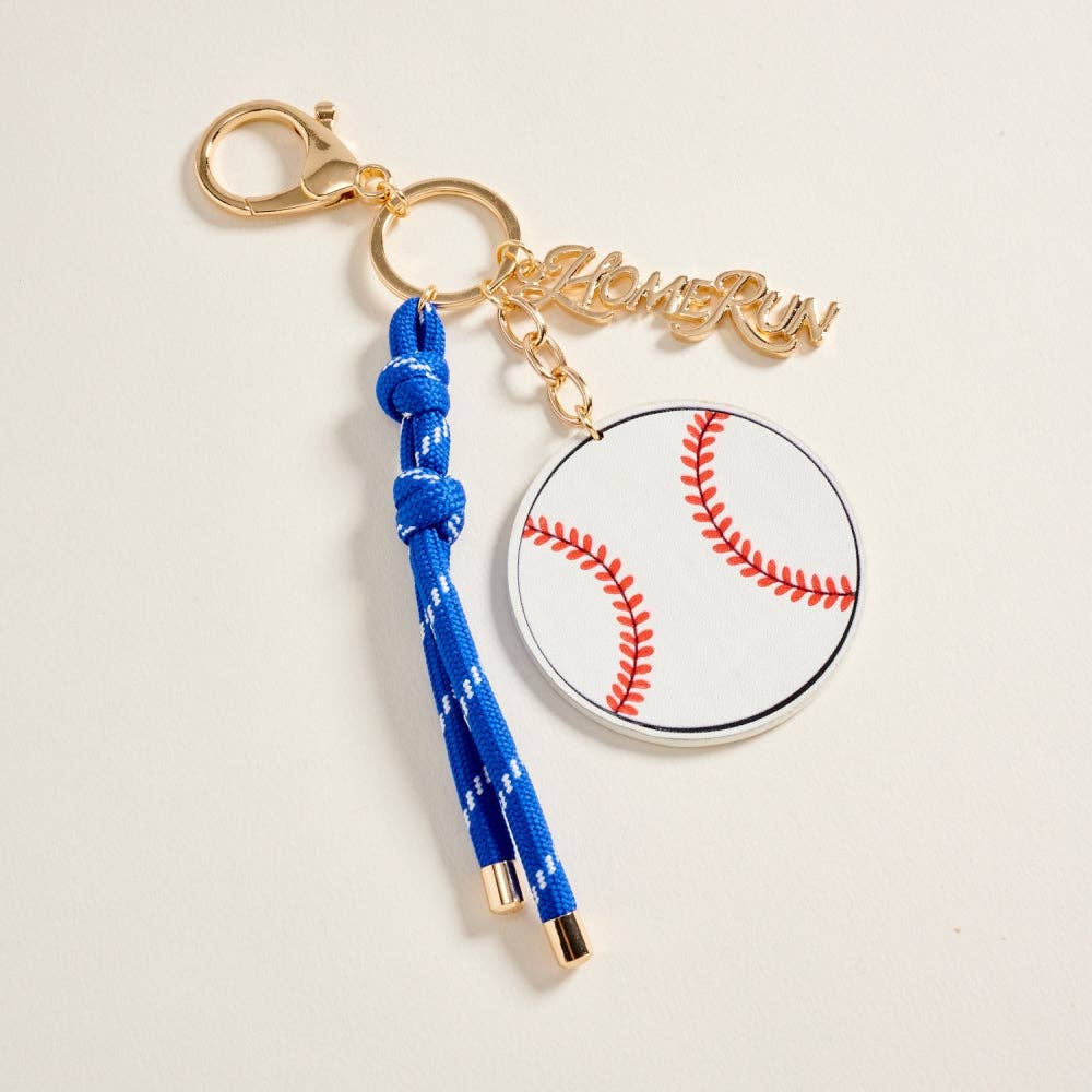 7 Inch Leather Baseball Homerun Charm Keychain Bag Charm: Blue / ONE